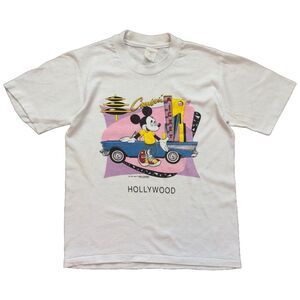 Vintage 70s YOUTH Disney Mickey Mouse Hollywood California White XL T-shirt